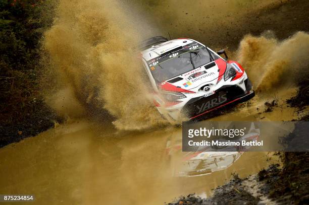 Esapekka Lappi of Finland and Janne Ferm of Finland compete in their Toyota Gazoo Racing WRT Toyota Yaris WRC during Day One of the WRC Australia on...