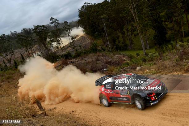 Craig Breen of Ireland and Scott Martin of Great Britain compete in their Citroen Total Abu Dhabi WRT Citroen C3 WRC during Day One of the WRC...