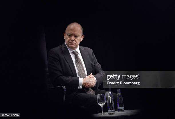 John Cryan, chief executive officer of Deutsche Bank AG, looks on during the European Banking Congress on the final day of Frankfurt Finance Week in...