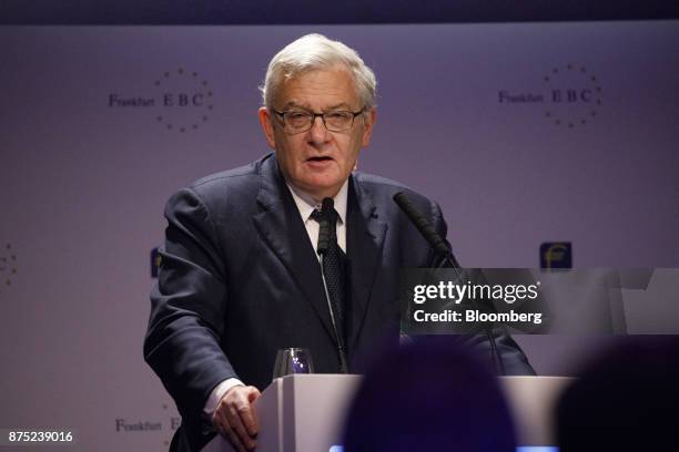 Jean Lemierre, chairman of the board at BNP Paribas, delivers a speech during the European Banking Congress on the final day of Frankfurt Finance...