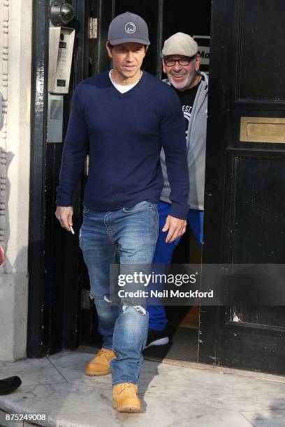 Mark Wahlberg seen leaving the Bauer Media Studios after promoting 'Daddy's Home 2' on Magic Radio and KISS FM UK on November 17, 2017 in London,...