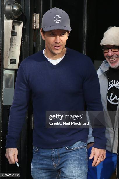 Mark Wahlberg seen leaving the Bauer Media Studios after promoting 'Daddy's Home 2' on Magic Radio and KISS FM UK on November 17, 2017 in London,...