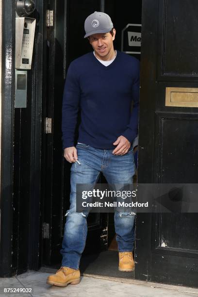 Mark Wahlberg seen leaving the Bauer Media Studios after promoting 'Daddy's Home 2' on Magic Radio and KISS FM UK on November 17, 2017 in London,...