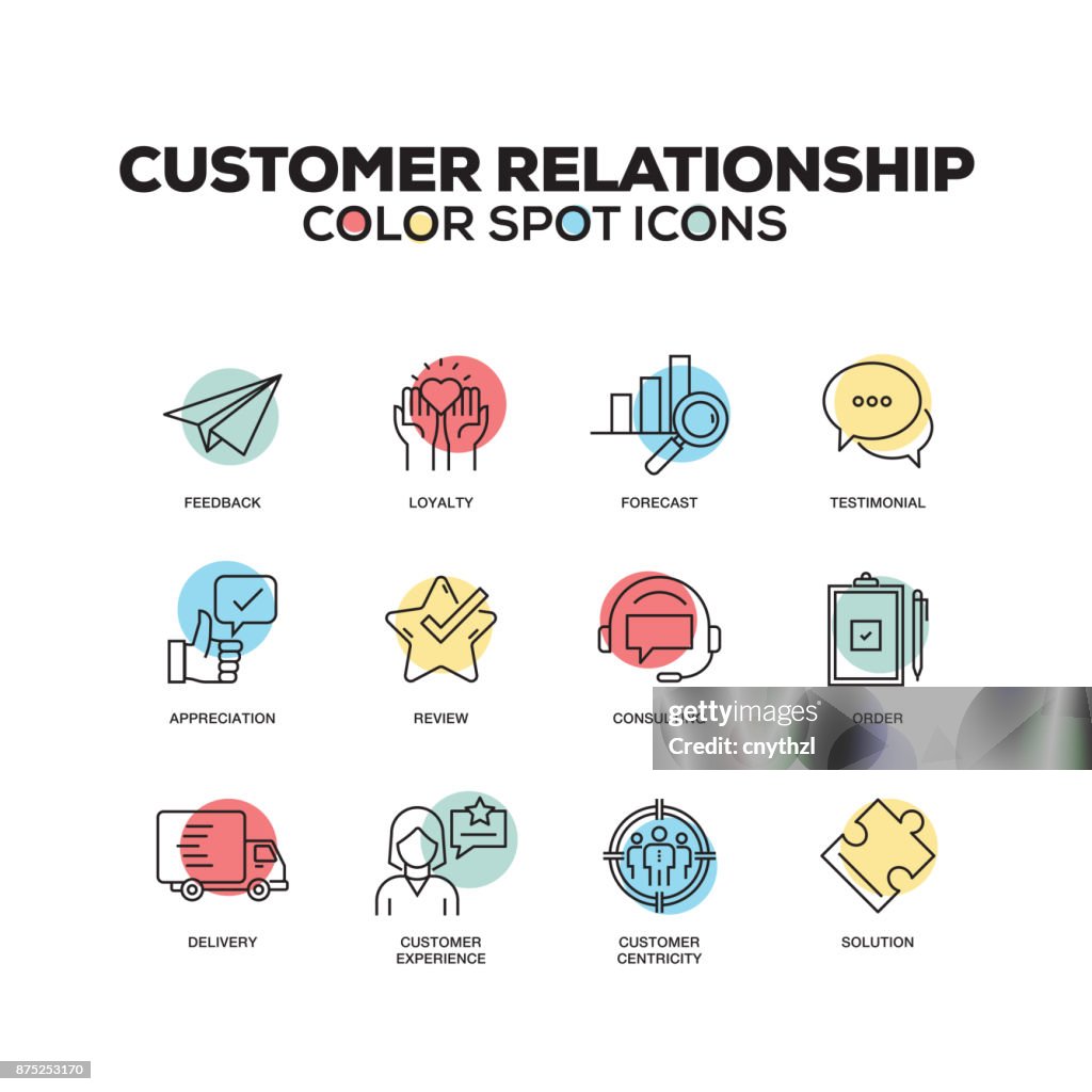 Simple juego de iconos línea cliente relación Color Vector