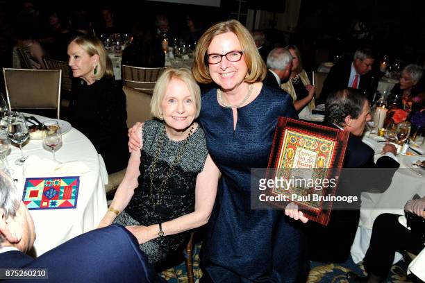 November 16: Karen Fielding and Gail O. Mellow attend the American Folk Art Museum Annual Gala at JW Marriott Essex House on November 16, 2017 in New...