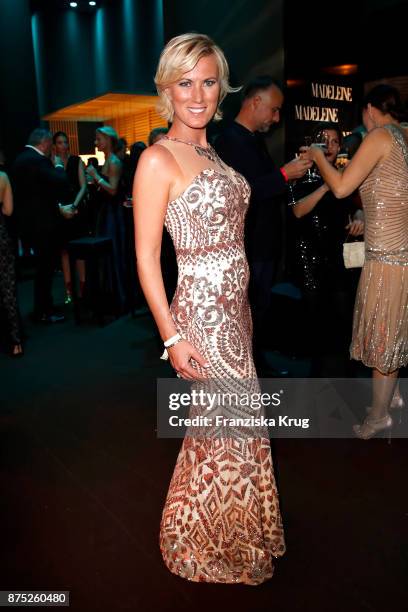 Kamilla Senjo poses at the Bambi Awards 2017 party at Atrium Tower on November 16, 2017 in Berlin, Germany.