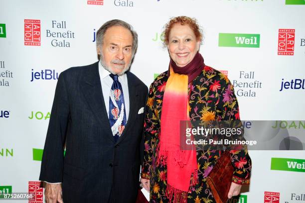 November 16: Bert Fendelman and Helaine Fendelman attend the American Folk Art Museum Annual Gala at JW Marriott Essex House on November 16, 2017 in...