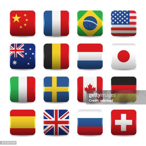 stockillustraties, clipart, cartoons en iconen met nationale vlaggen pictogrammen - english flag