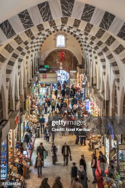 spice bazaar recently renovated, picture from above, eminonu isdtanbul turkey - spice bazaar stock pictures, royalty-free photos & images