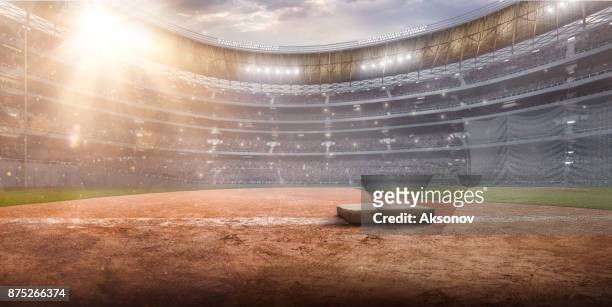 professional baseball arena in 3d - bola de basebol imagens e fotografias de stock