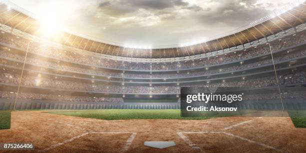 professional baseball arena in 3d - baseball field stock pictures, royalty-free photos & images