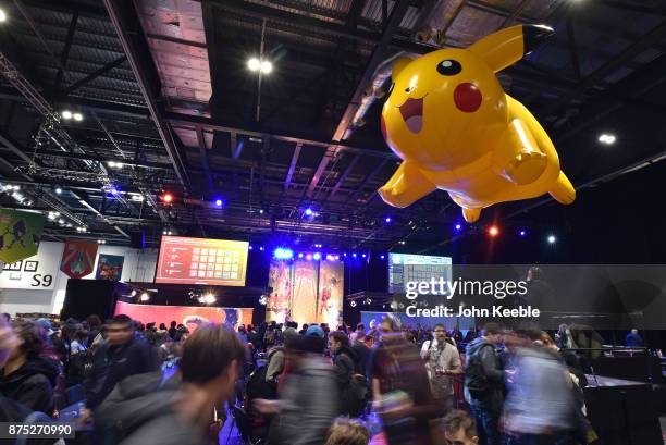 Pokemon fans arrive to compete at the Pokemon European International Championships at ExCel on November 17, 2017 in London, England. Thousands of...