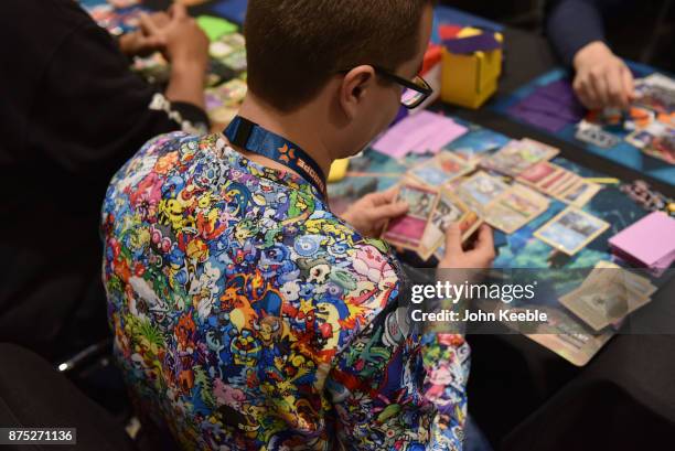 Competitor wears a Pokemon print shirt at the Pokemon European International Championships at ExCel on November 17, 2017 in London, England....