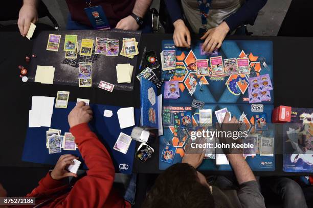 Attendees compete at the Pokemon European International Championships at ExCel on November 17, 2017 in London, England. Thousands of competitors from...