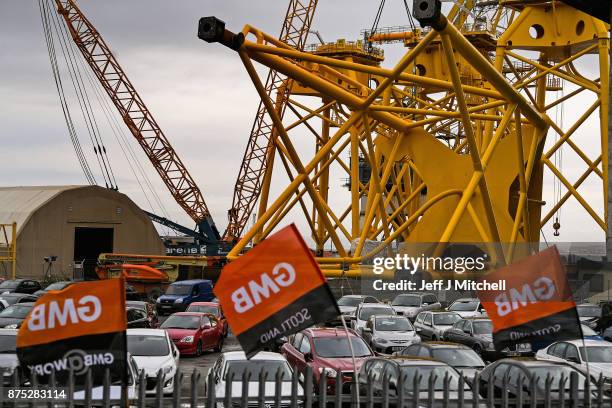 General view of the Burntisland yard of engineering company BiFab, where staff are continuing a work-in despite the firm being on the brink of...