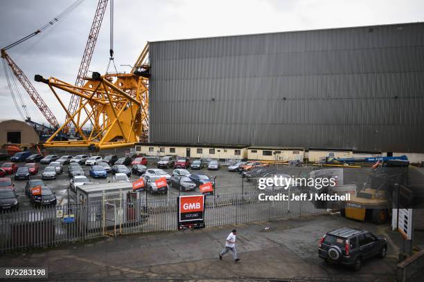 General view of the Burntisland yard of engineering company BiFab, where staff are continuing a work-in despite the firm being on the brink of...