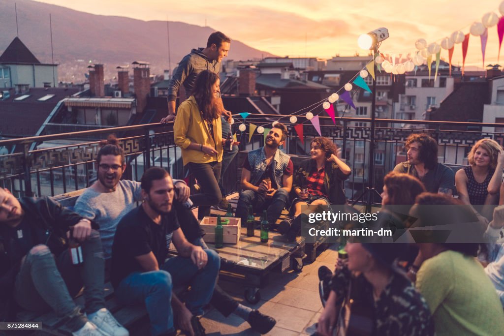 Social gathering on the rooftop