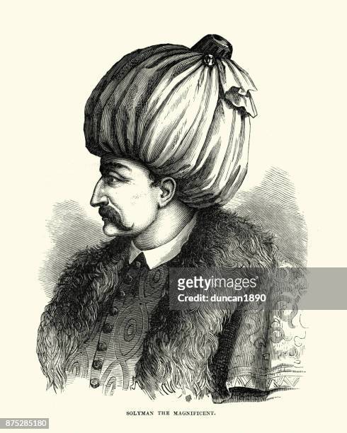 stockillustraties, clipart, cartoons en iconen met süleyman i, sultan van het ottomaanse rijk - sultan