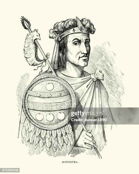 moctezuma ii (montezuma) ninth aztec emperor - aztec emperor stock illustrations