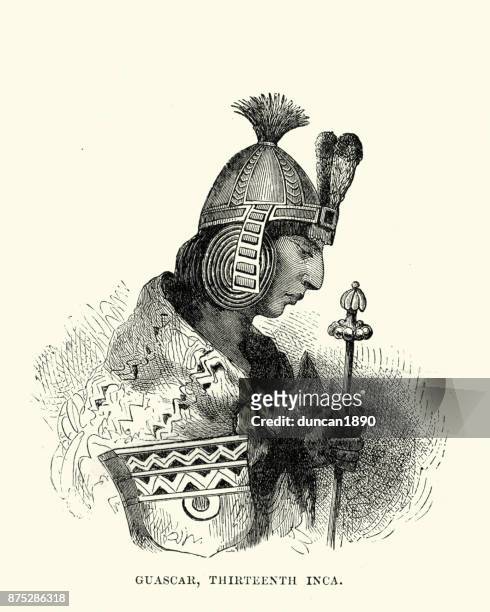 huascar, sapa inca of the inca empire - emperor stock illustrations