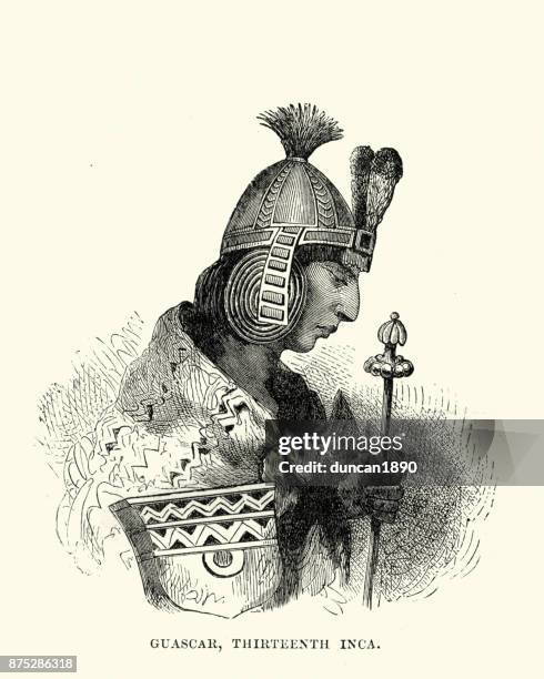 huascar, sapa inca of the inca empire - inca stock illustrations