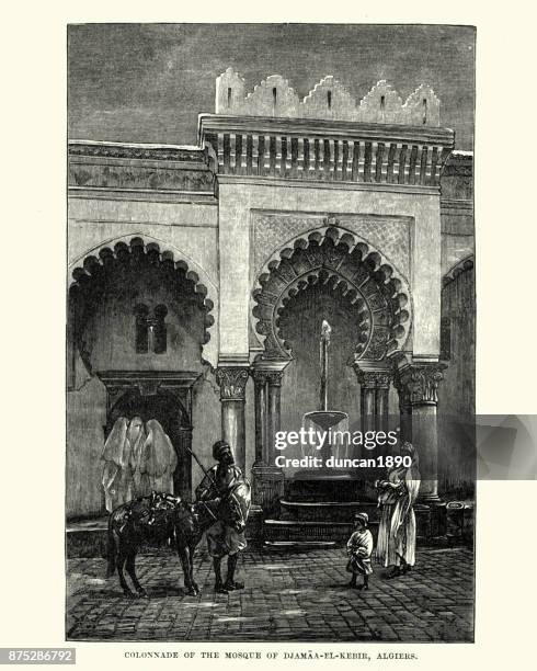 great mosque of algiers, djamaa el kebir - kairouan tunisia stock illustrations