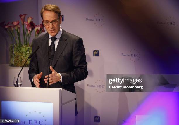 Jens Weidmann, president of the Deutsche Bundesbank, speaks during the European Banking Congress on the final day of Frankfurt Finance Week in...