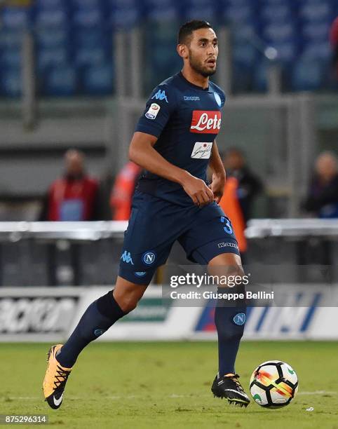 Faouzi Ghoulam of SSC Napoli in action during the Serie A match between SS Lazio and SSC Napoli at Stadio Olimpico on September 20, 2017 in Rome,...