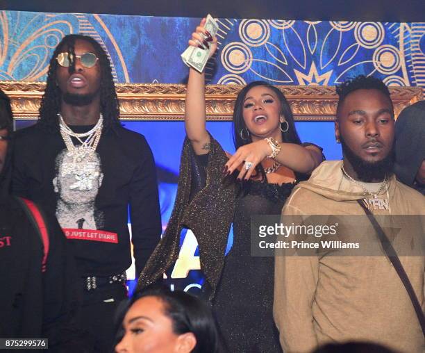 Rapper Offset Of the Group Migos and Cardi B attend DJ Holiday Birthday Celebration at Amora Lounge on November 16, 2017 in Atlanta, Georgia.