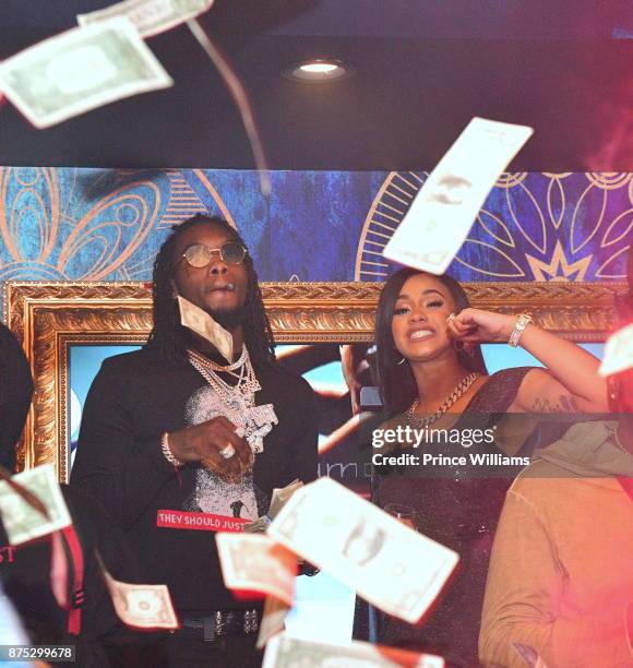 Rapper Offset Of the Group Migos and Cardi B attend DJ Holiday Birthday Celebration at Amora Lounge on November 16, 2017 in Atlanta, Georgia.