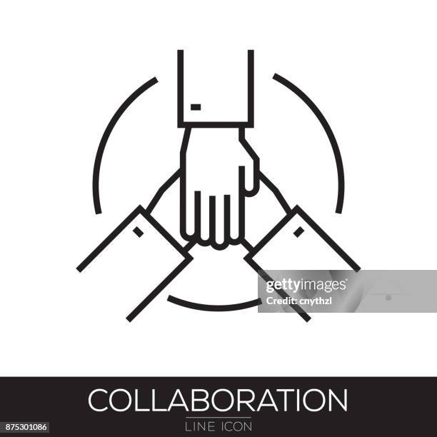 collaboration line icon - practicing stock illustrations