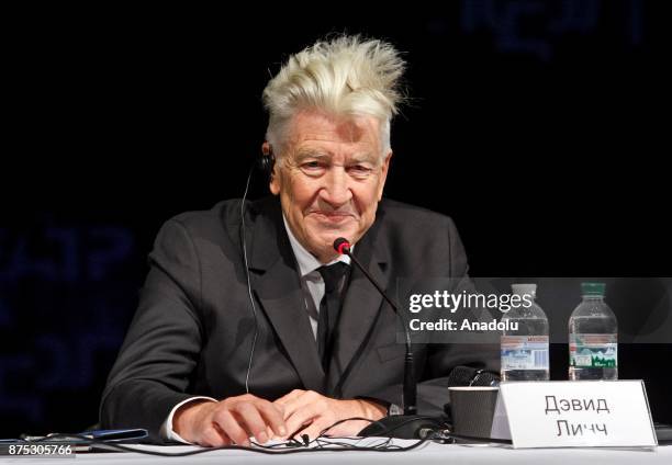 Film director David Lynch delivers a speech, during a press conference in Kiev, Ukraine, on November 17, 2017. Holder of the "Golden Palm...