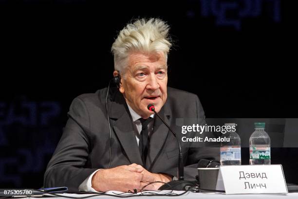 Film director David Lynch delivers a speech, during a press conference in Kiev, Ukraine, on November 17, 2017. Holder of the "Golden Palm...