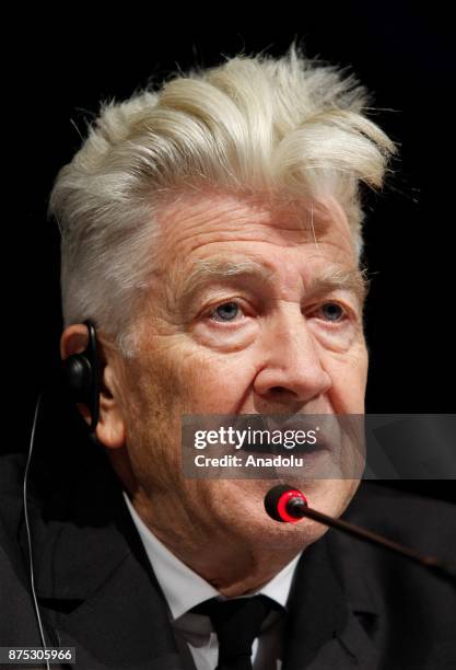 Film director David Lynch delivers a speech, during a press conference in Kiev, Ukraine, on November 17, 2017. Holder of the "Golden Palm...