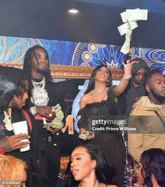 Rapper Offset Of the Group Migos and Cardi B attend DJ Holiday Birthday Celebration at Amora Lounge on November 16, 2017 in Atlanta, Georgia.