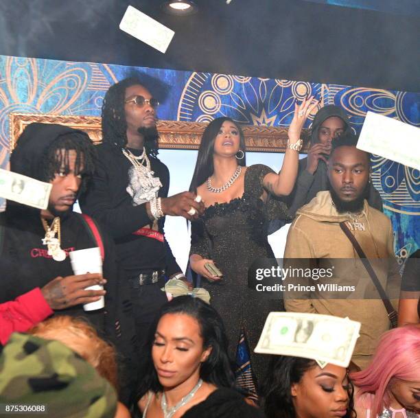 Rapper Offset Of the Group Migos and Cardi B attend DJ Holiday Birthday Celebration at Amora Lounge on November 16, 2017 in Atlanta, Georgia.