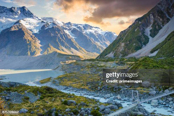 new zealand scenic mountain landscape at mount cook - mt cook stock pictures, royalty-free photos & images