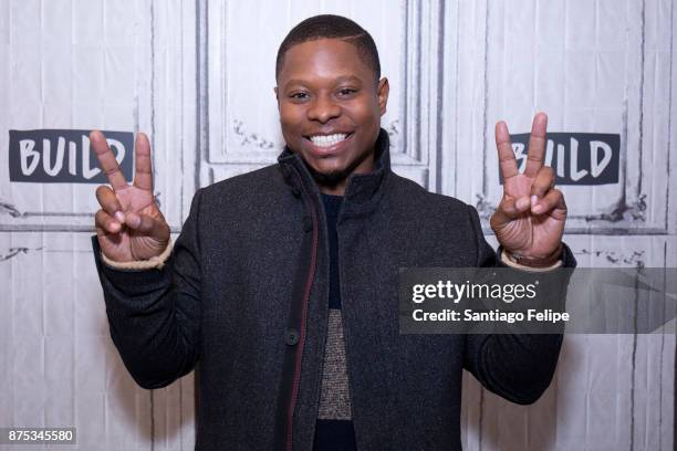 Jason Mitchell attends Build Presents to discuss "Mudbound" at Build Studio on November 17, 2017 in New York City.