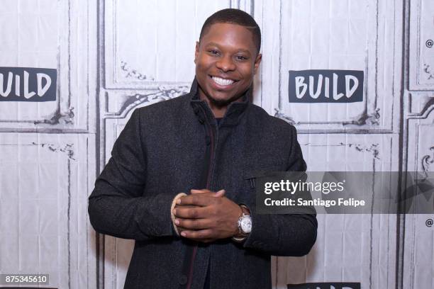 Jason Mitchell attends Build Presents to discuss "Mudbound" at Build Studio on November 17, 2017 in New York City.