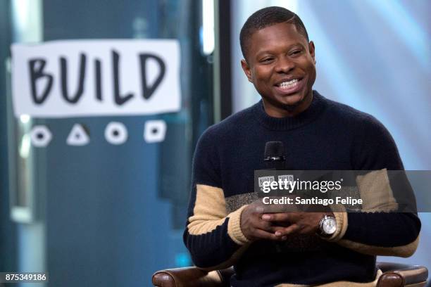 Jason Mitchell attends Build Presents to discuss "Mudbound" at Build Studio on November 17, 2017 in New York City.