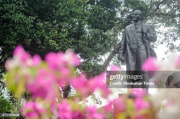 Statue of Communist leader and chief architect of Russian Revolution V I Lenin at Esplanade on November 17, 2017 in Kolkata, India. This year...