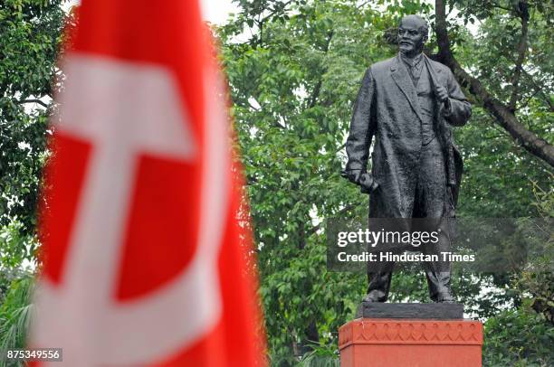 Statue of Communist leader and chief architect of Russian Revolution V I Lenin at Esplanade on November 17, 2017 in Kolkata, India. This year...