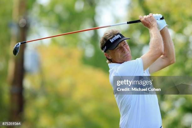 Bernhard Langer of Germany hits a drive during the final round of the Charles Schwab Cup Championship held at Phoenix Country Club on November 12,...