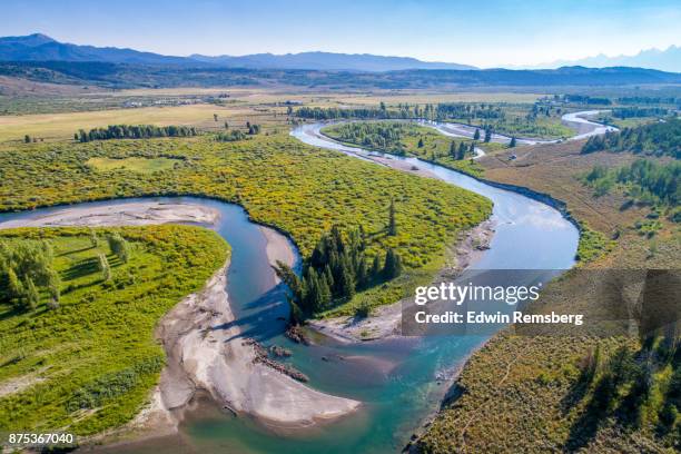 meander - moran wyoming stock pictures, royalty-free photos & images