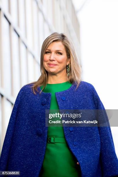 Queen Maxima of The Netherlands visits family company Octatube on the day of the entrepreneur on November 17, 2017 in Delft, Netherlands. Octatube is...