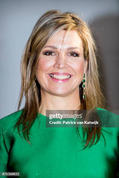 Queen Maxima of The Netherlands visits family company Octatube on the day of the entrepreneur on November 17, 2017 in Delft, Netherlands. Octatube is...