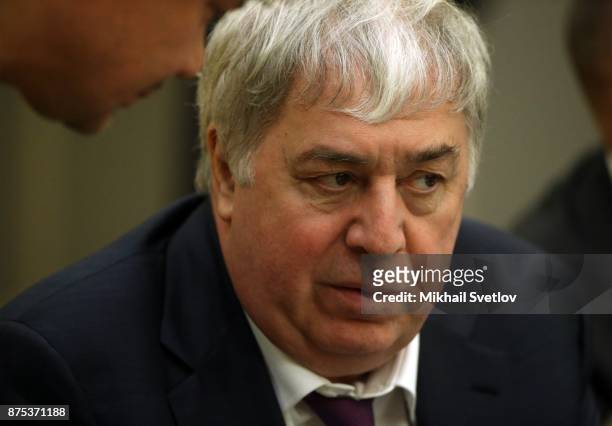 Russian billionaire and businessman Mikhail Gutseriyev attennds a meeting with members of the border of trustees of the Mariinsky Theatre during the...