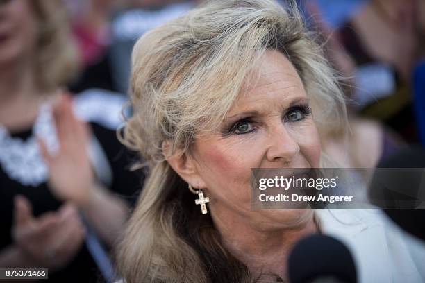 Kayla Moore, wife of Roy Moore, speaks during a 'Women For Moore' rally in support of Republican candidate for U.S. Senate Judge Roy Moore, in front...