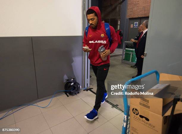 Phil Pressey, #8 of FC Barcelona arriving to the arena prior the 2017/2018 Turkish Airlines EuroLeague Regular Season Round 8 game between FC...