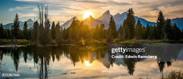 sunset over tetons - grand teton national park stock-fotos und bilder